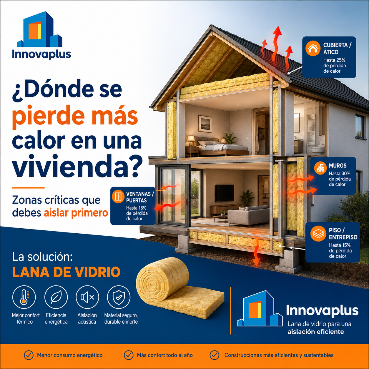 Zonas críticas donde una vivienda pierde calor