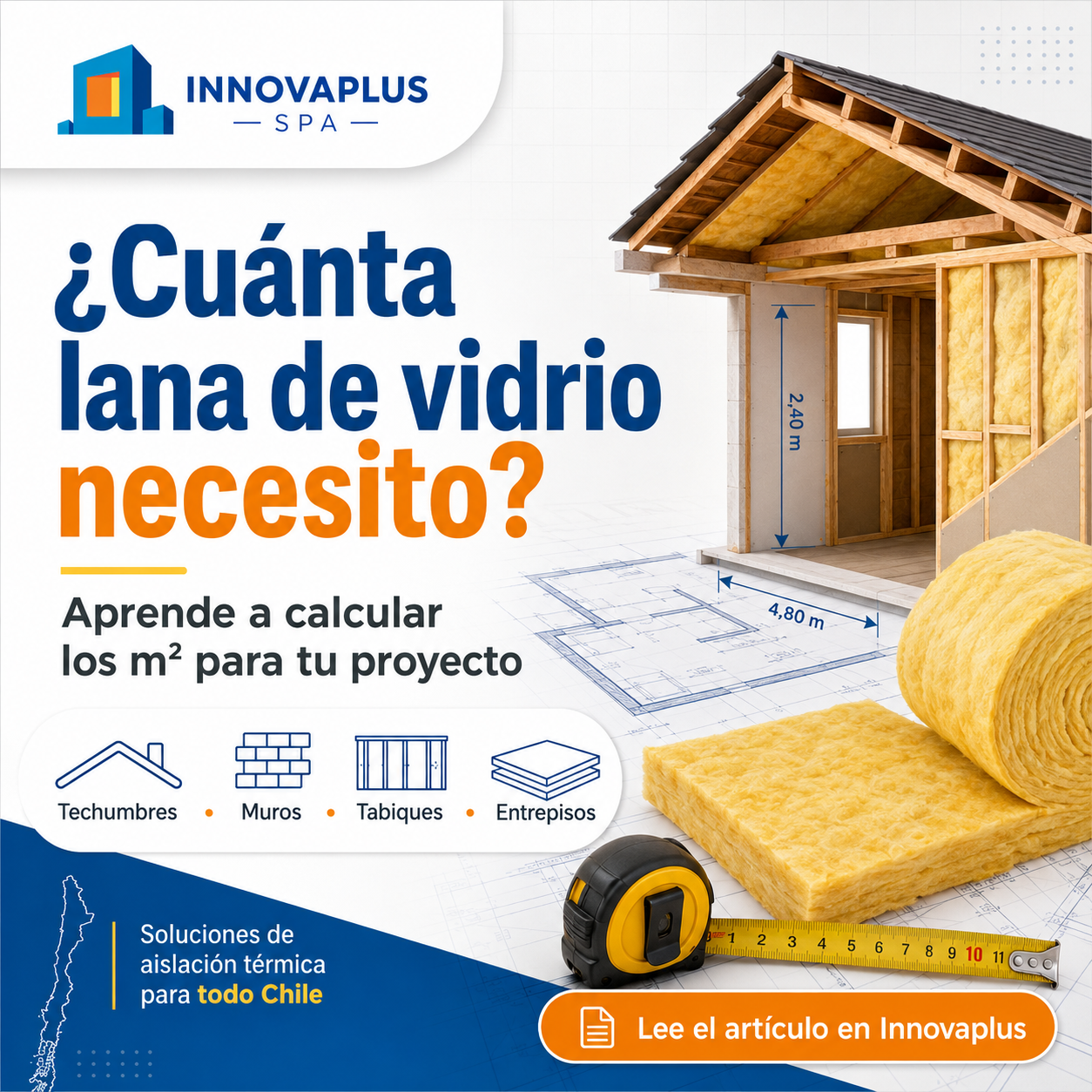 Cálculo de metros cuadrados de lana de vidrio para aislar una vivienda