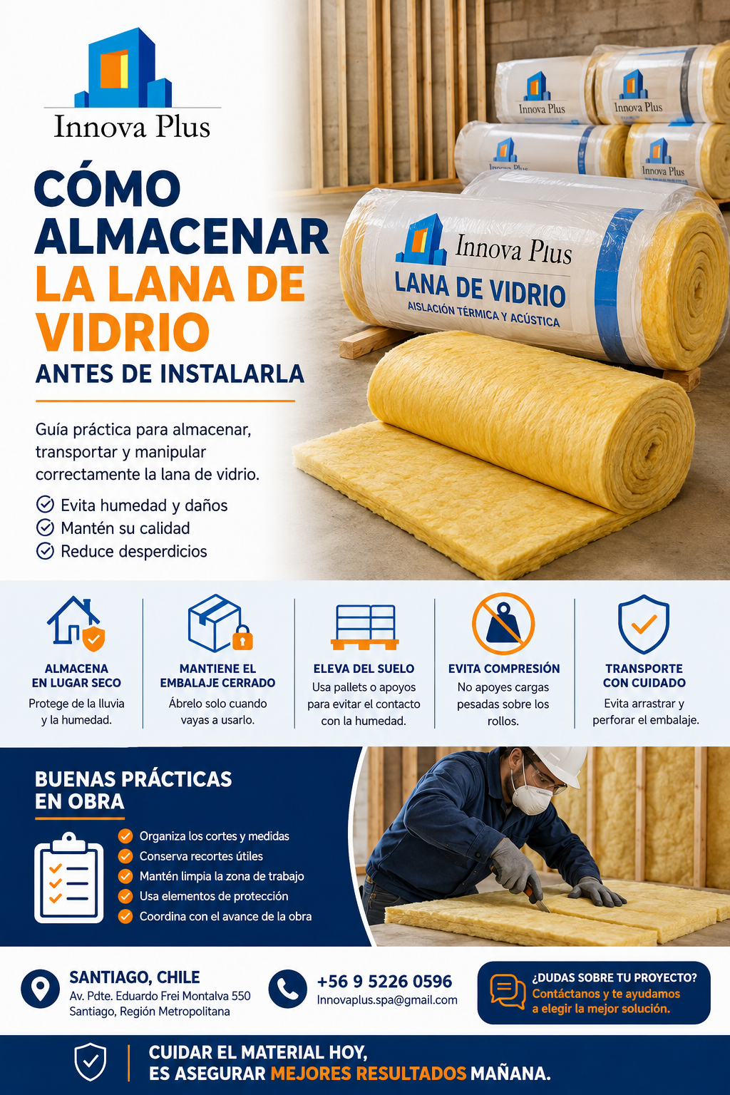 Cómo almacenar correctamente la lana de vidrio antes de instalarla